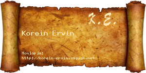 Korein Ervin névjegykártya
